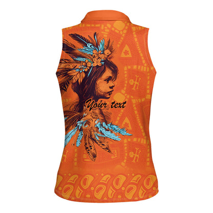 All Children Matters Support Personalized Women Sleeveless Polo Shirt Canadian Indigenous Orange Day