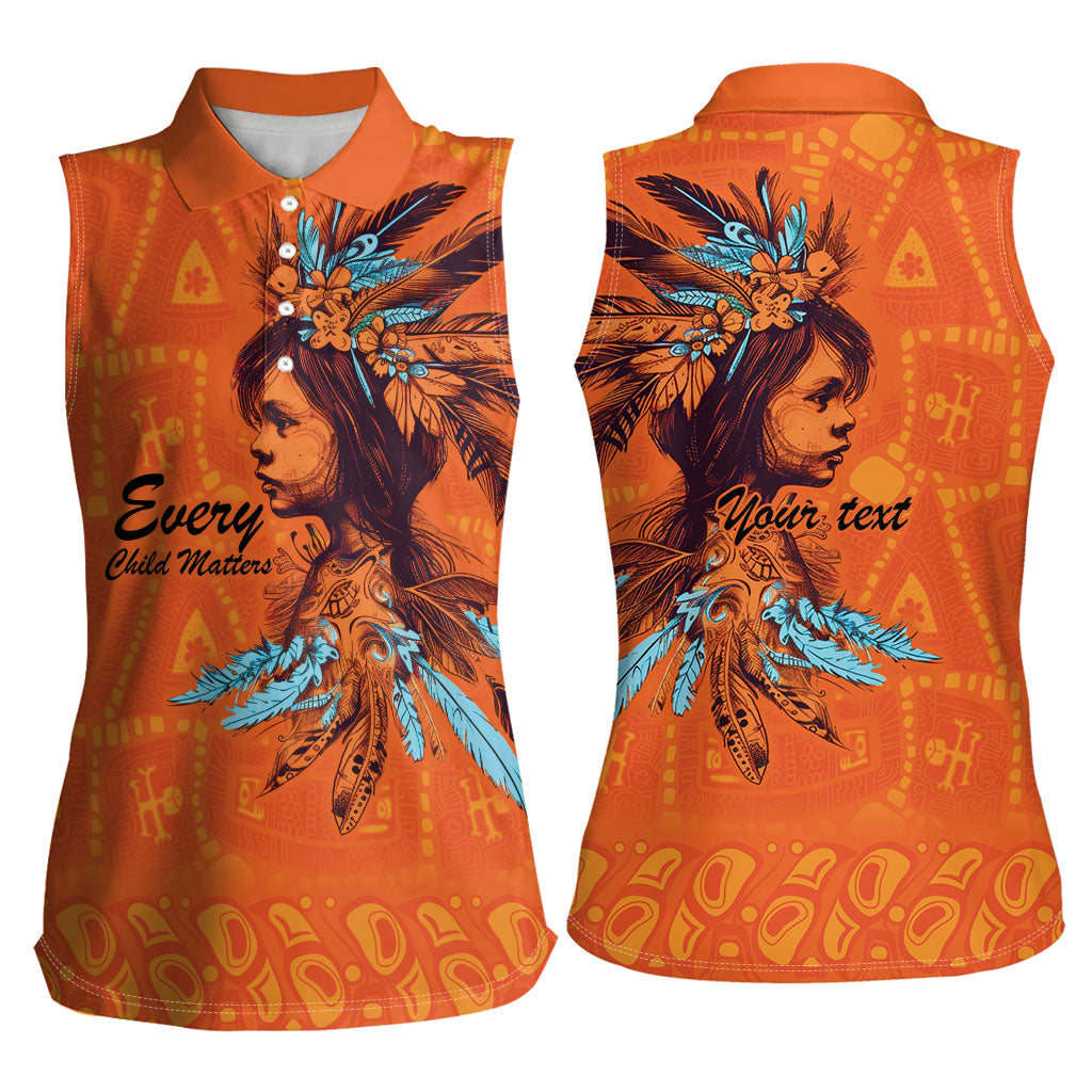 All Children Matters Support Personalized Women Sleeveless Polo Shirt Canadian Indigenous Orange Day