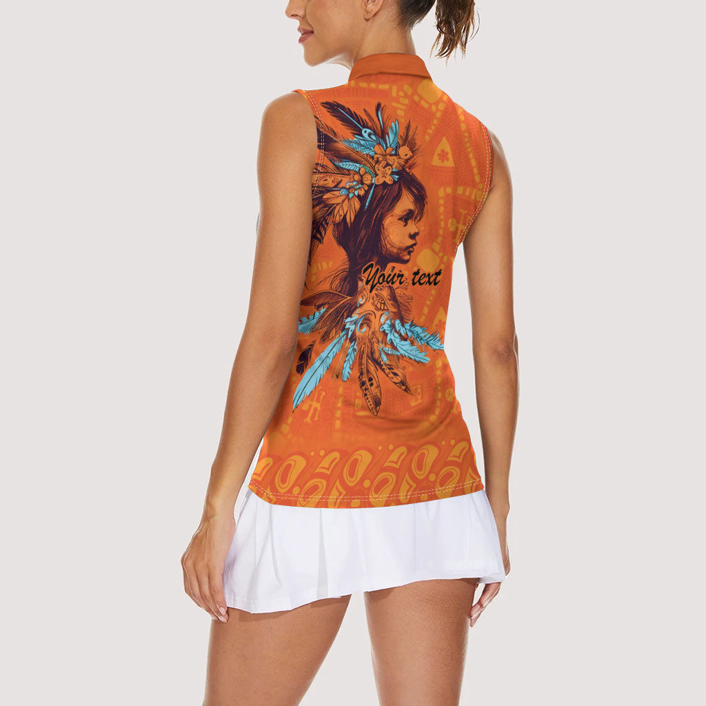 All Children Matters Support Personalized Women Sleeveless Polo Shirt Canadian Indigenous Orange Day