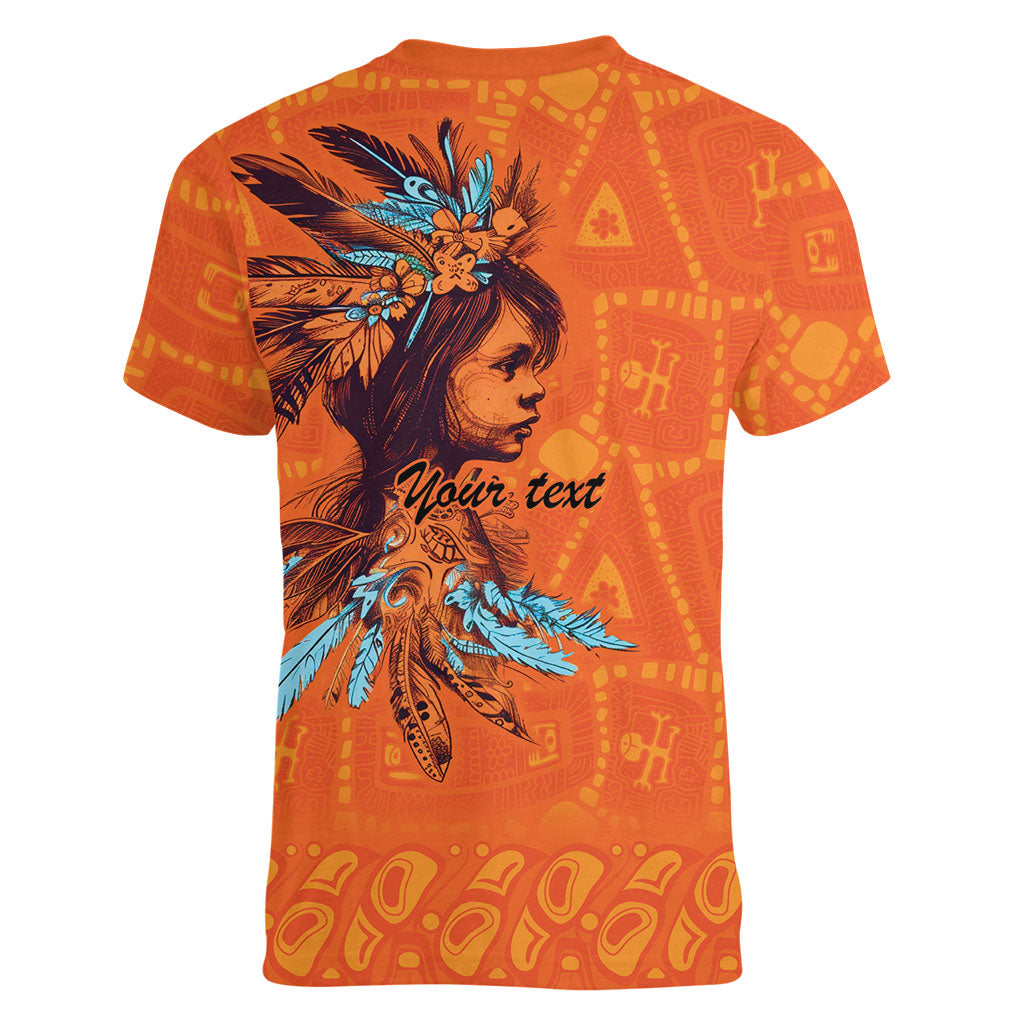 All Children Matters Support Personalized Women V-Neck T-Shirt Canadian Indigenous Orange Day