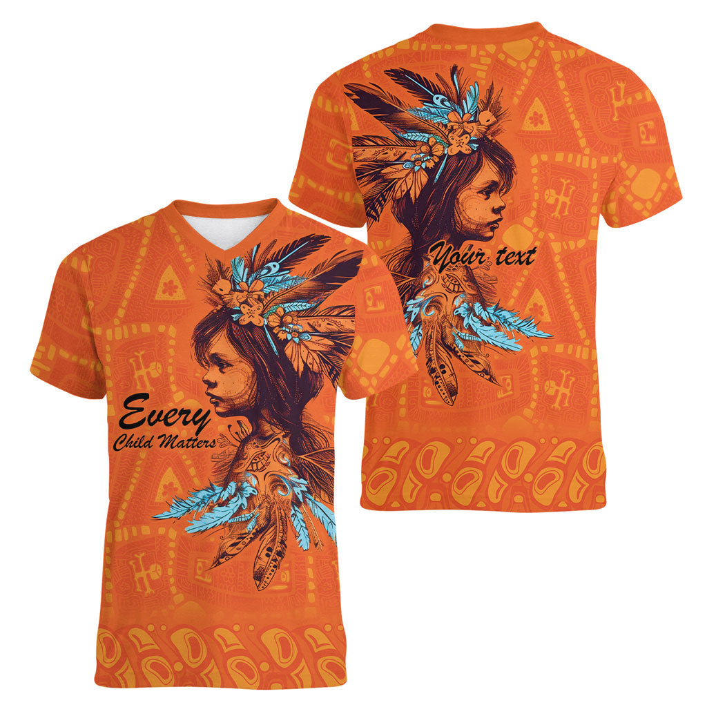 All Children Matters Support Personalized Women V-Neck T-Shirt Canadian Indigenous Orange Day