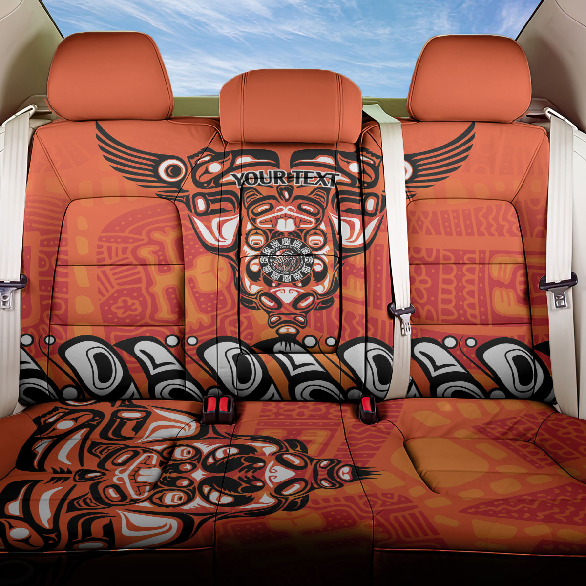 All Children Matters Support Personalized Back Car Seat Cover Haida Spirit Animals Indigenous Orange Day