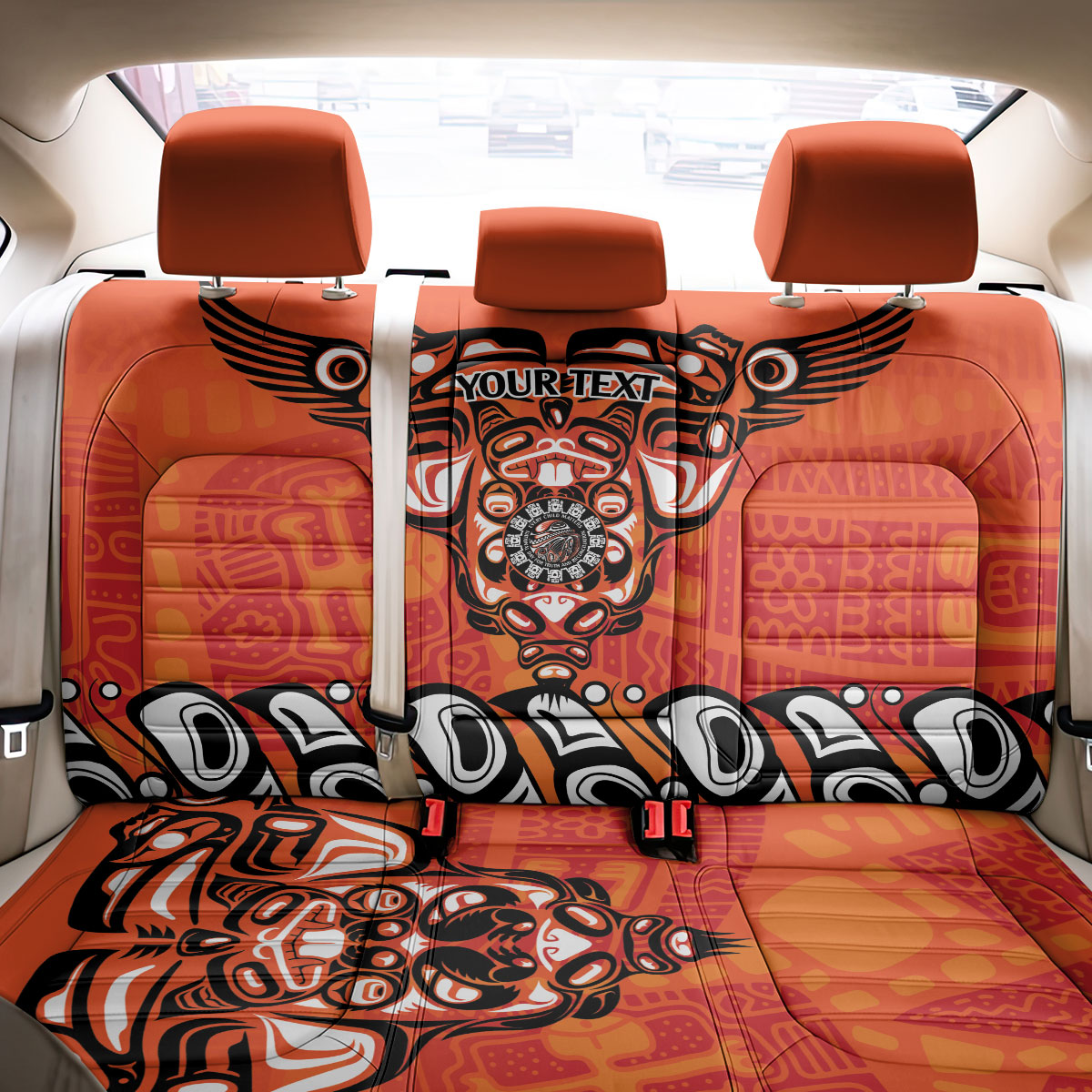 All Children Matters Support Personalized Back Car Seat Cover Haida Spirit Animals Indigenous Orange Day