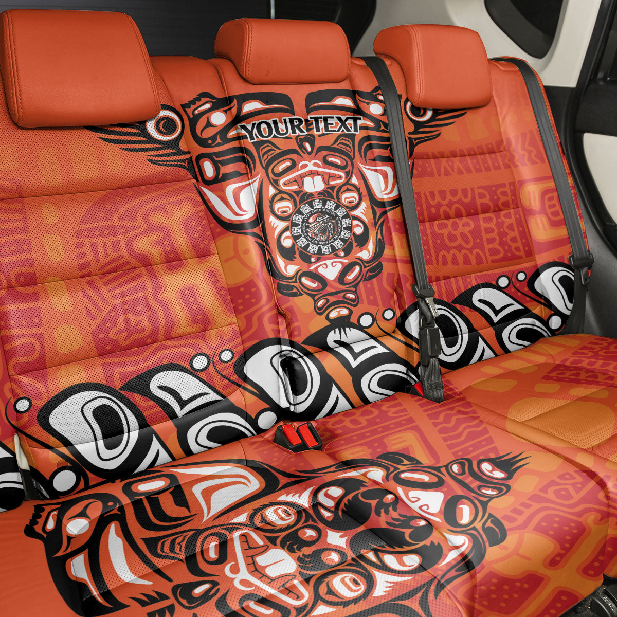 All Children Matters Support Personalized Back Car Seat Cover Haida Spirit Animals Indigenous Orange Day