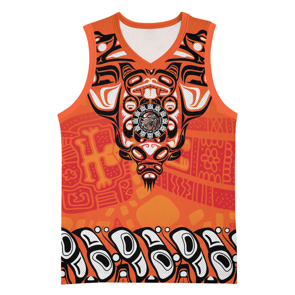 All Children Matters Support Personalized Basketball Jersey Haida Spirit Animals Indigenous Orange Day