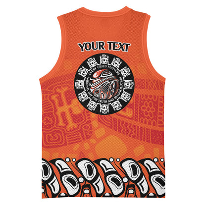 All Children Matters Support Personalized Basketball Jersey Haida Spirit Animals Indigenous Orange Day