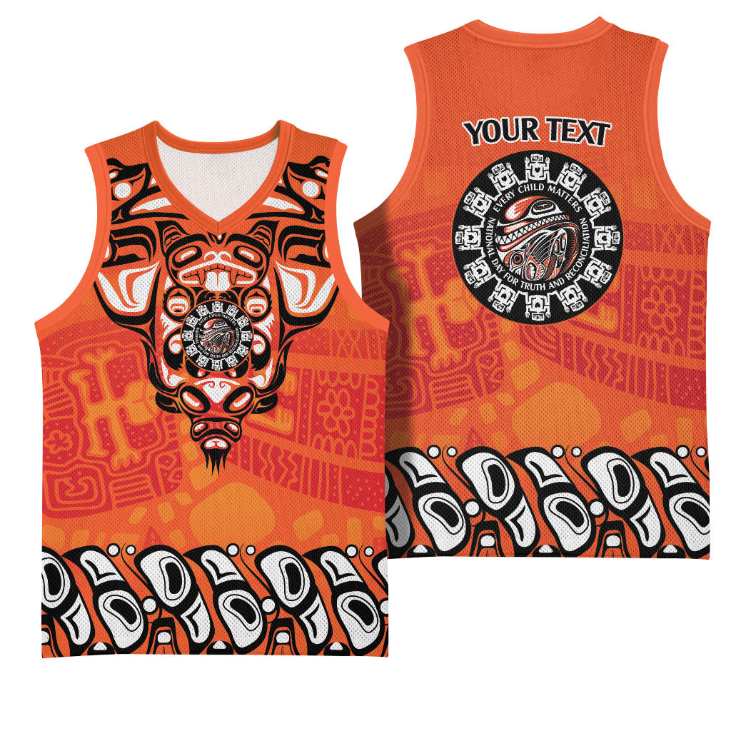All Children Matters Support Personalized Basketball Jersey Haida Spirit Animals Indigenous Orange Day