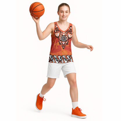 All Children Matters Support Personalized Basketball Jersey Haida Spirit Animals Indigenous Orange Day