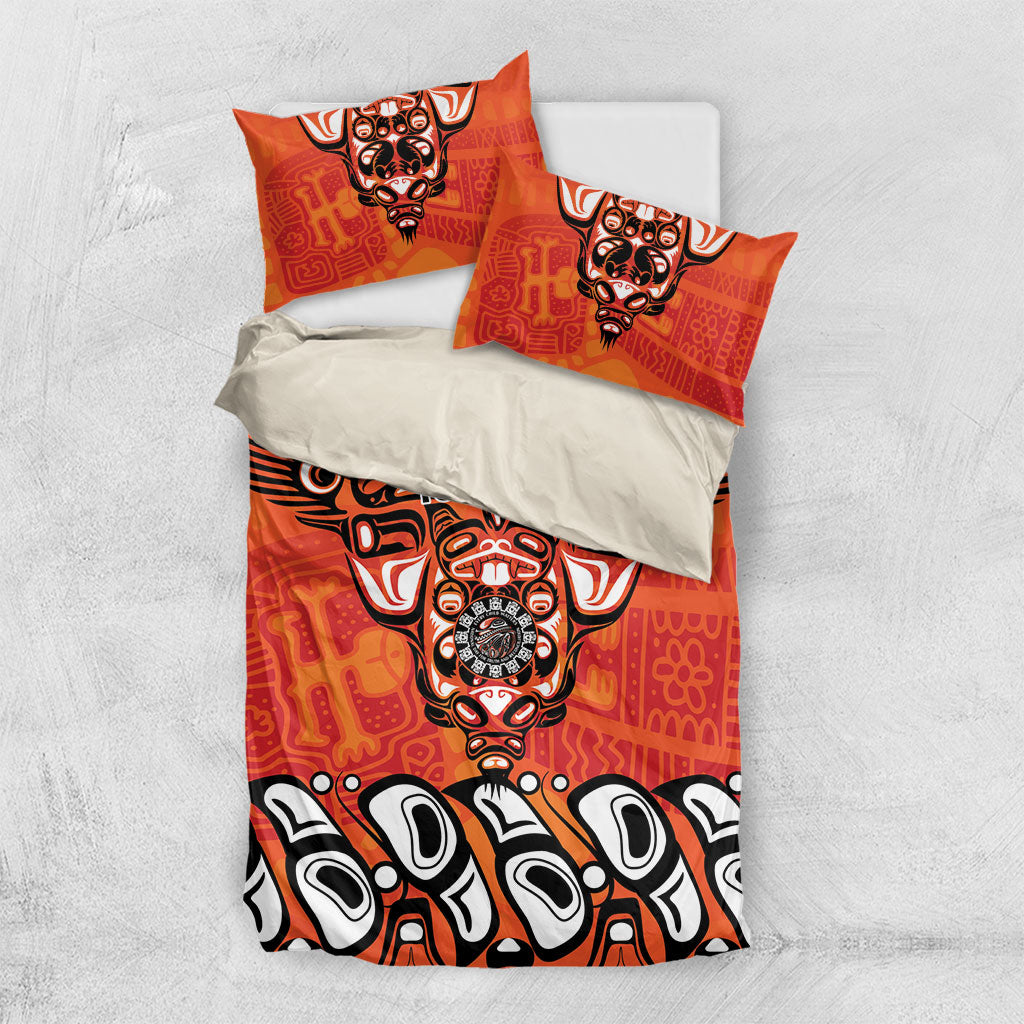 All Children Matters Support Personalized Bedding Set Haida Spirit Animals Indigenous Orange Day