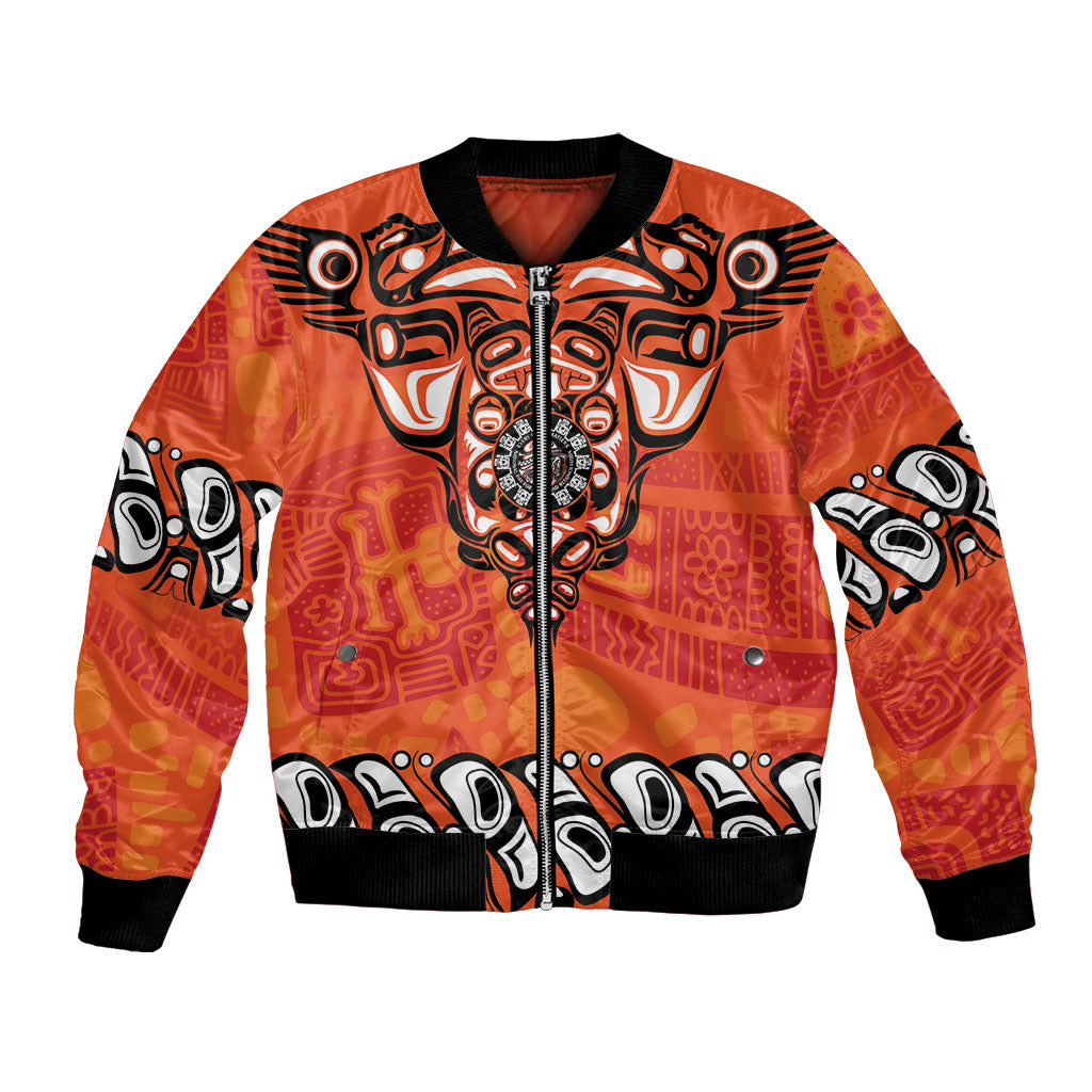 All Children Matters Support Personalized Bomber Jacket Haida Spirit Animals Indigenous Orange Day