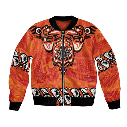 All Children Matters Support Personalized Bomber Jacket Haida Spirit Animals Indigenous Orange Day