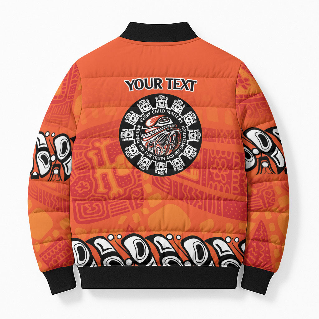 All Children Matters Support Personalized Bomber Puffer Jacket Haida Spirit Animals Indigenous Orange Day