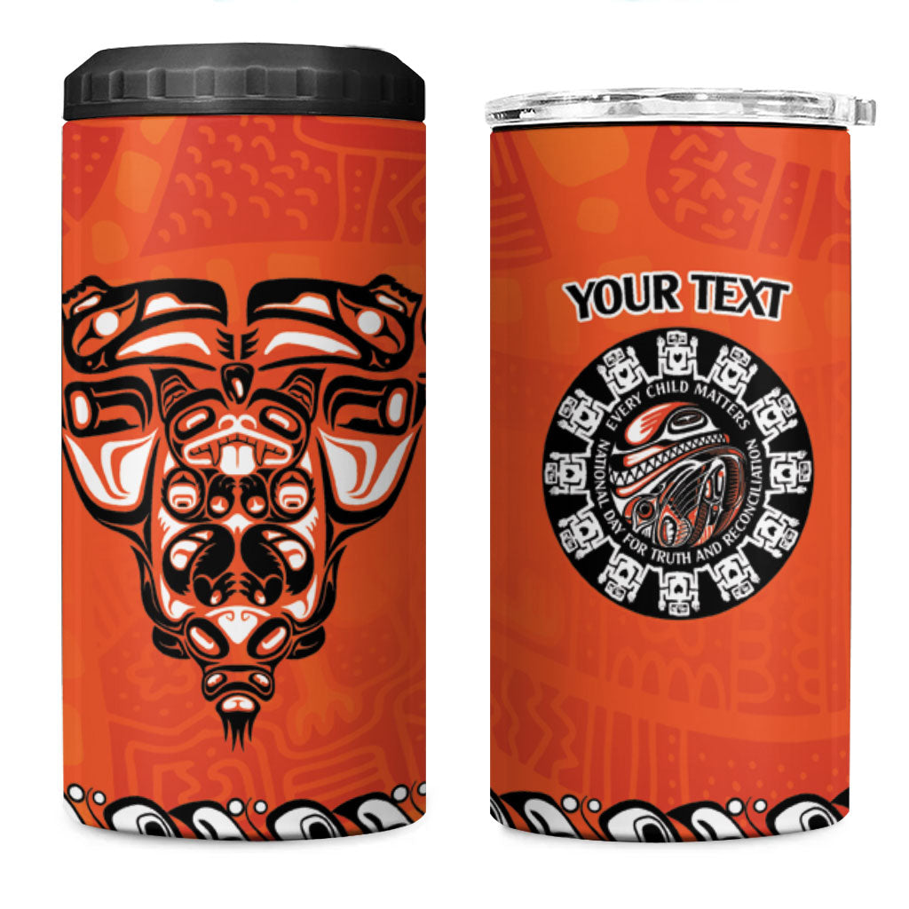 All Children Matters Support Personalized 4 in 1 Can Cooler Tumbler Haida Spirit Animals Indigenous Orange Day