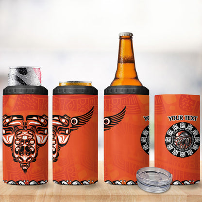 All Children Matters Support Personalized 4 in 1 Can Cooler Tumbler Haida Spirit Animals Indigenous Orange Day
