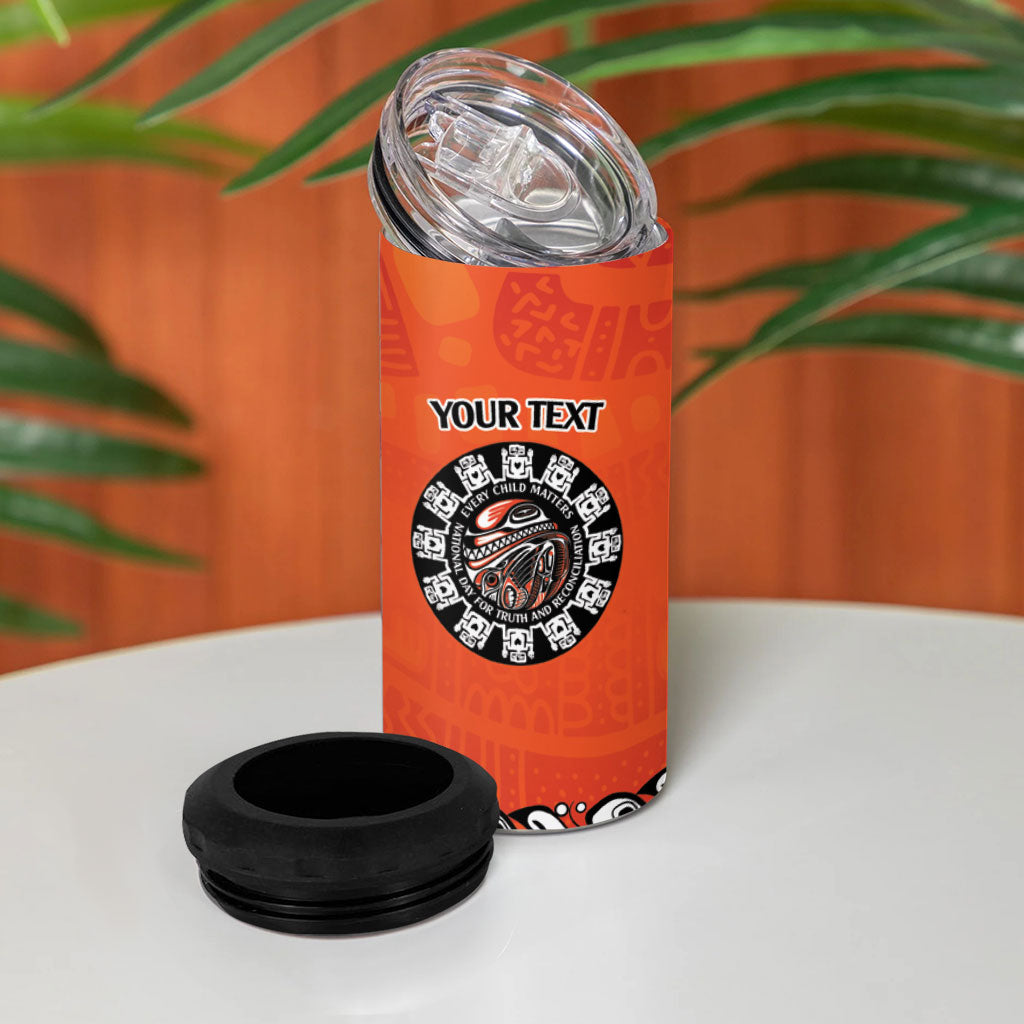 All Children Matters Support Personalized 4 in 1 Can Cooler Tumbler Haida Spirit Animals Indigenous Orange Day