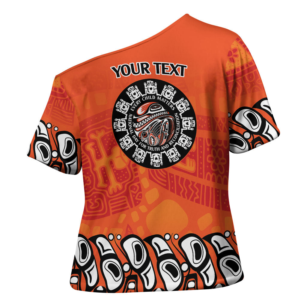 All Children Matters Support Personalized Cross Shoulder Shirt Haida Spirit Animals Indigenous Orange Day