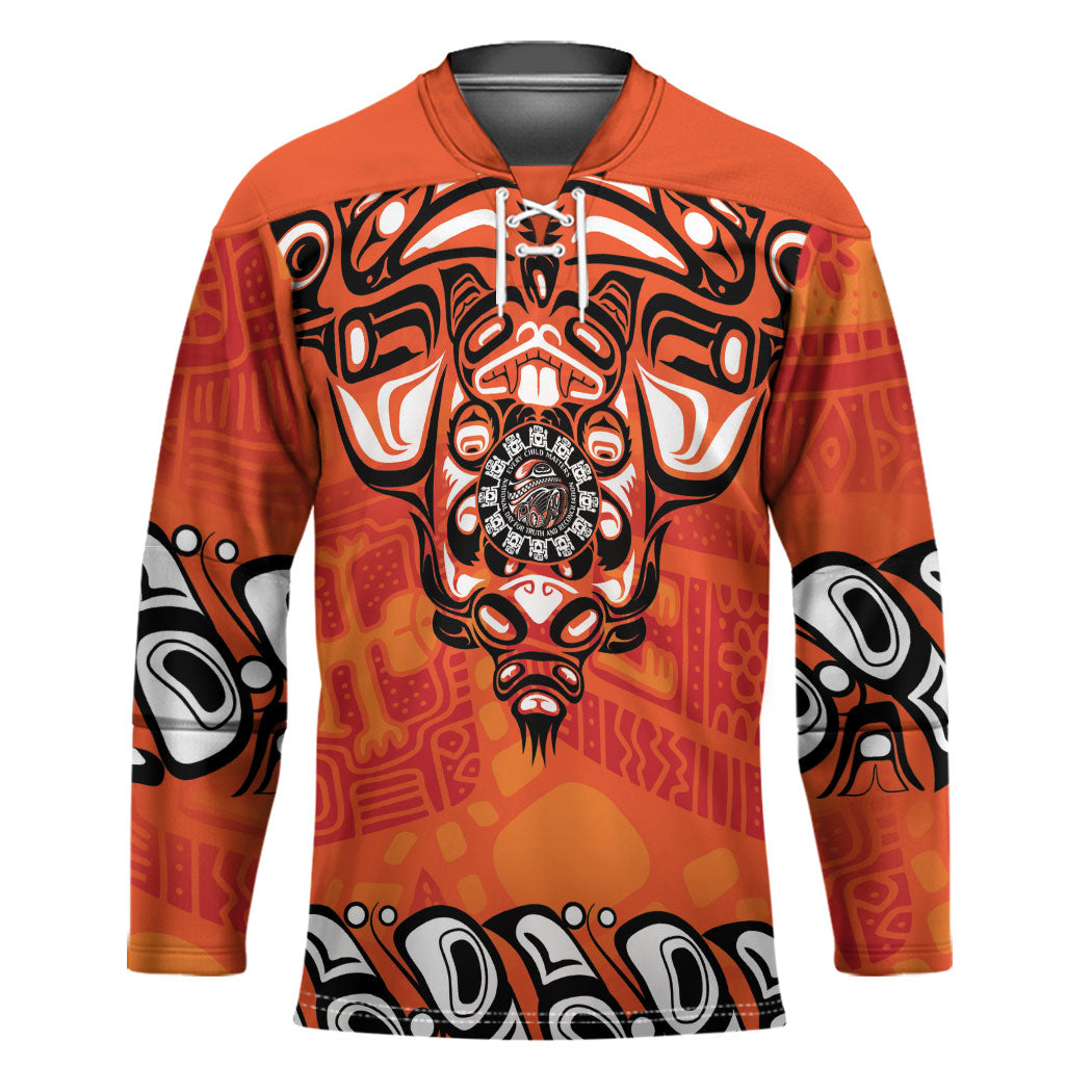 All Children Matters Support Personalized Hockey Jersey Haida Spirit Animals Indigenous Orange Day