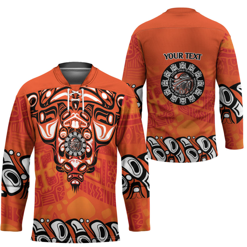 All Children Matters Support Personalized Hockey Jersey Haida Spirit Animals Indigenous Orange Day