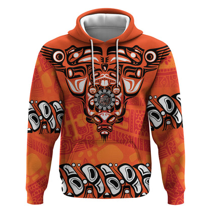 All Children Matters Support Personalized Hoodie Haida Spirit Animals Indigenous Orange Day