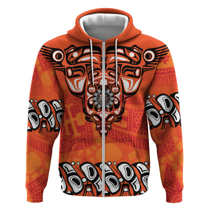 All Children Matters Support Personalized Hoodie Haida Spirit Animals Indigenous Orange Day