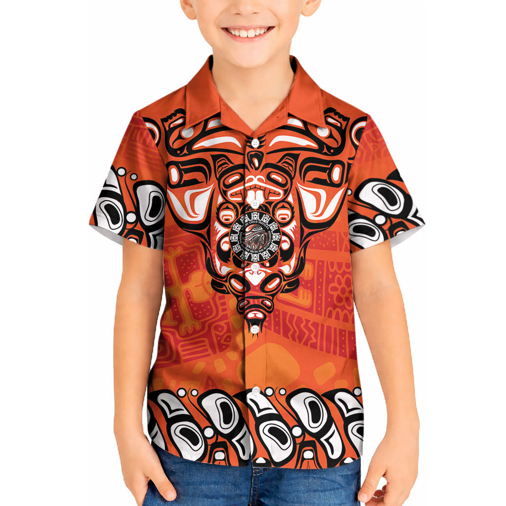 All Children Matters Support Personalized Kid Hawaiian Shirt Haida Spirit Animals Indigenous Orange Day