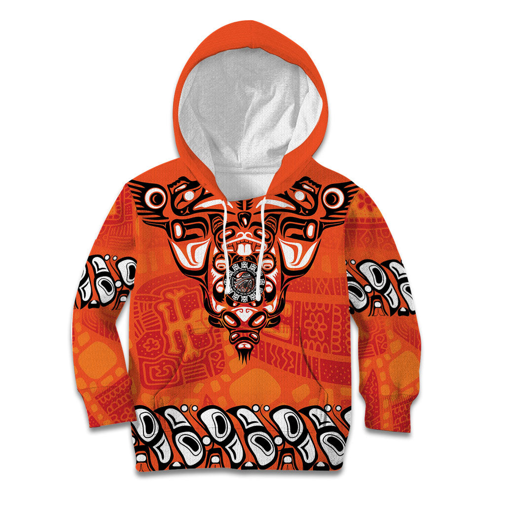 All Children Matters Support Personalized Kid Hoodie Haida Spirit Animals Indigenous Orange Day