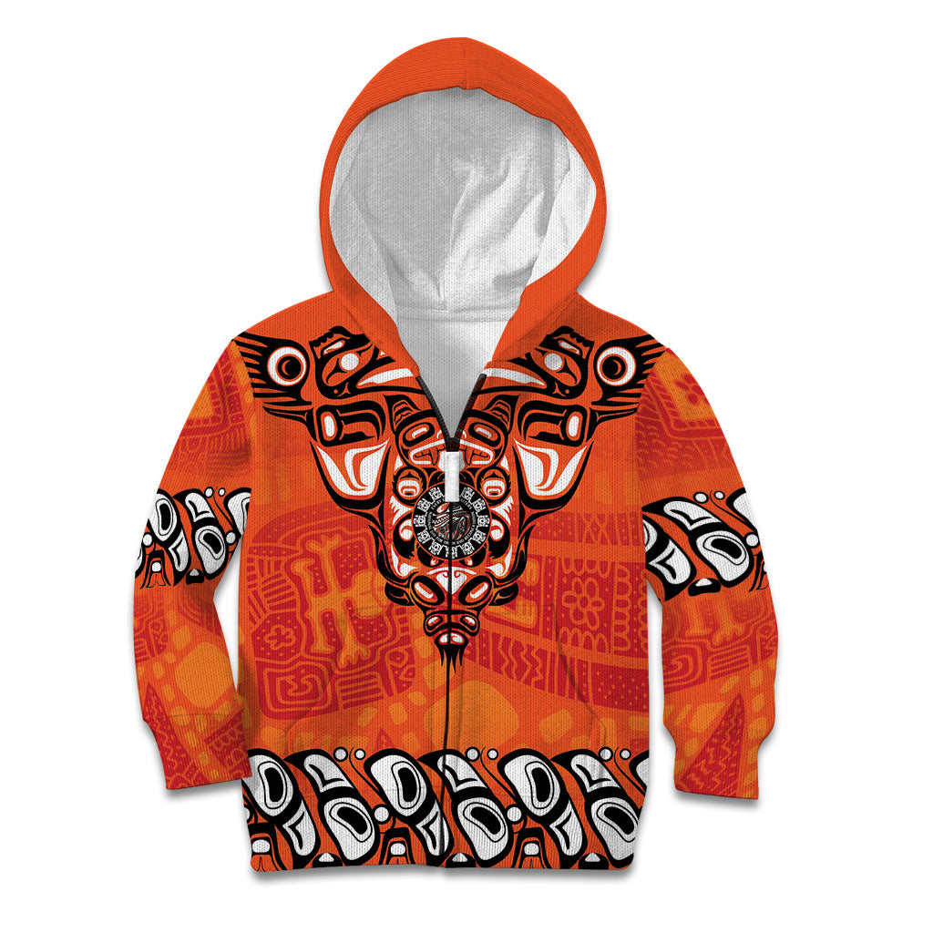 All Children Matters Support Personalized Kid Hoodie Haida Spirit Animals Indigenous Orange Day