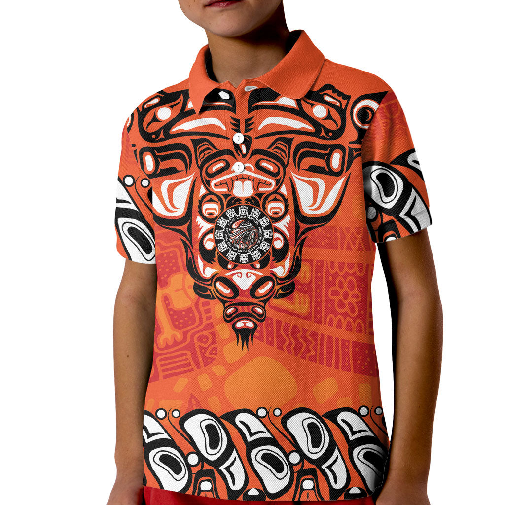 All Children Matters Support Personalized Kid Polo Shirt Haida Spirit Animals Indigenous Orange Day