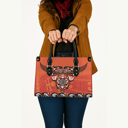 All Children Matters Support Personalized Leather Bag Haida Spirit Animals Indigenous Orange Day