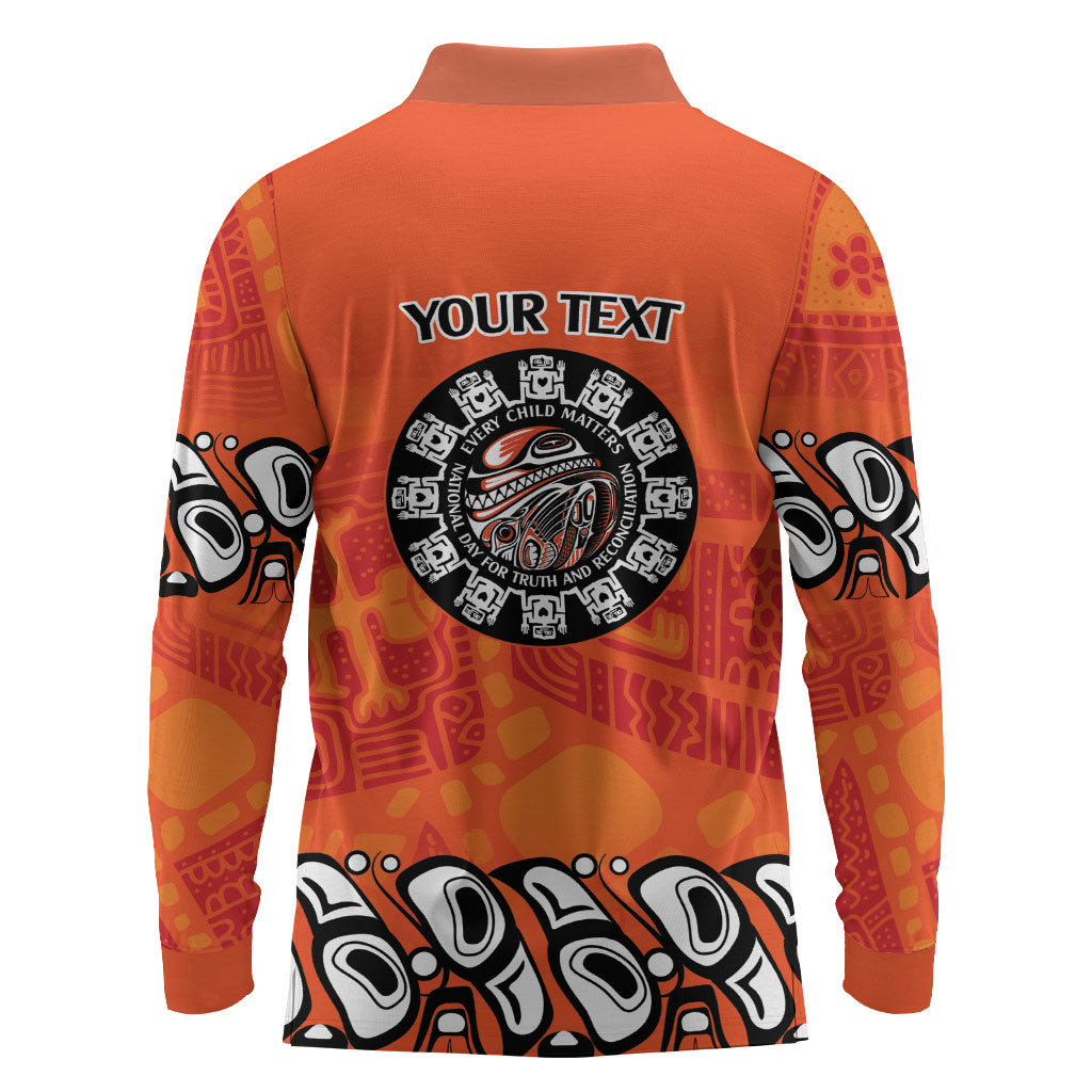 All Children Matters Support Personalized Long Sleeve Polo Shirt Haida Spirit Animals Indigenous Orange Day
