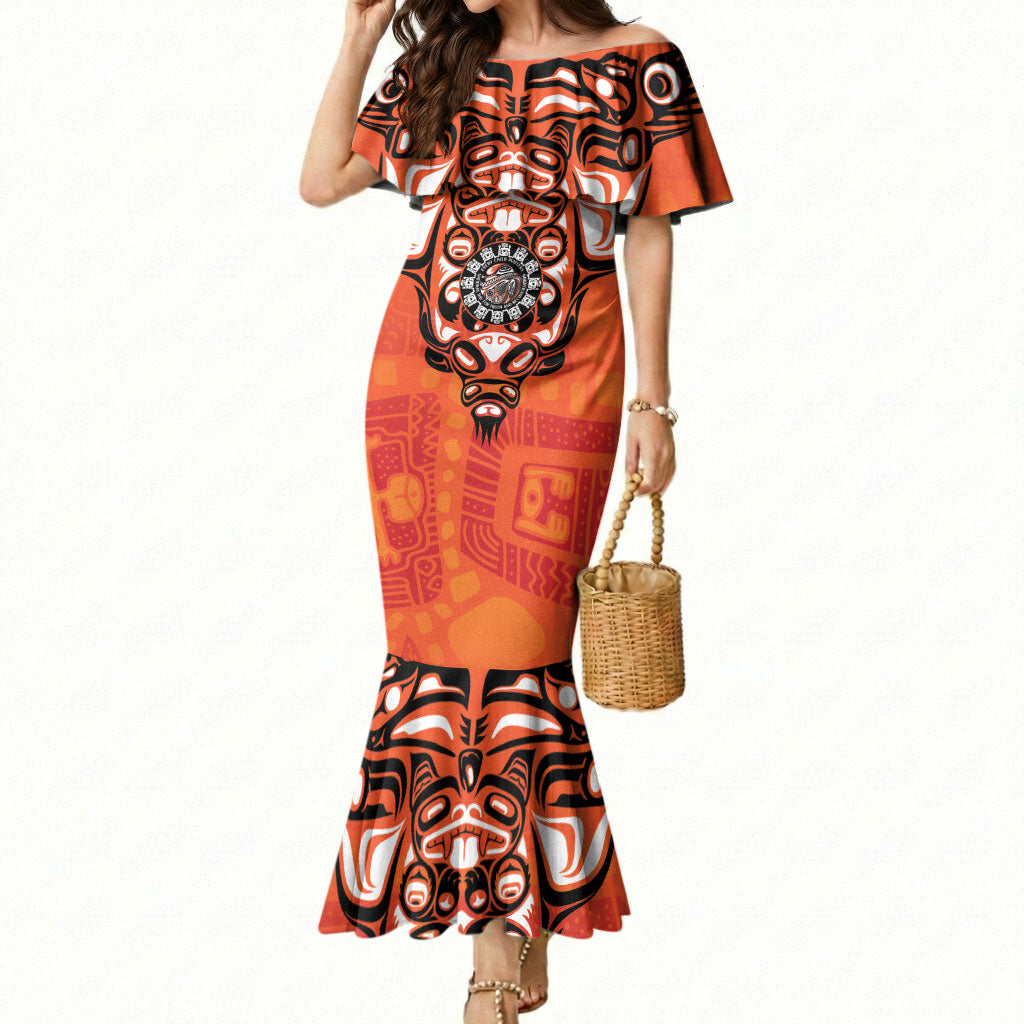 All Children Matters Support Personalized Mermaid Dress Haida Spirit Animals Indigenous Orange Day