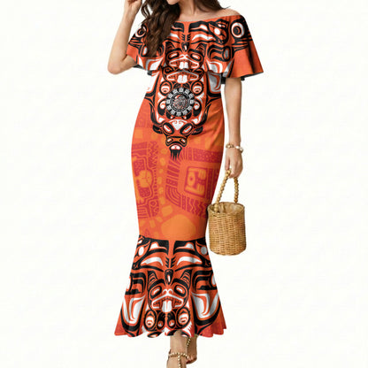All Children Matters Support Personalized Mermaid Dress Haida Spirit Animals Indigenous Orange Day