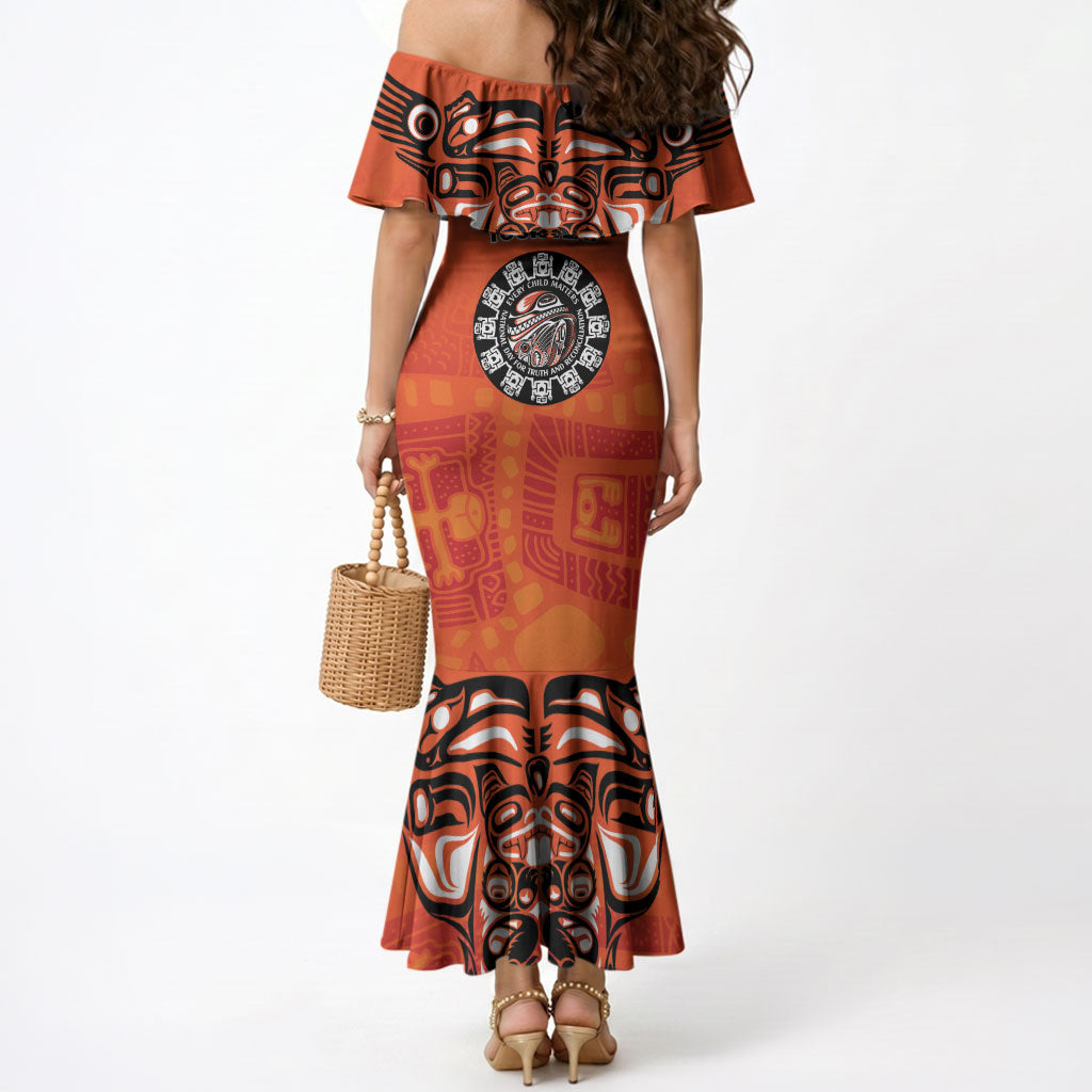 All Children Matters Support Personalized Mermaid Dress Haida Spirit Animals Indigenous Orange Day