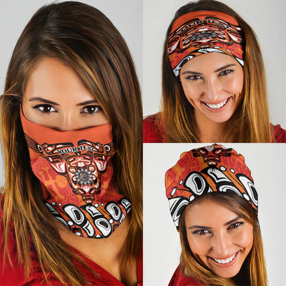 All Children Matters Support Personalized Neck Gaiter Haida Spirit Animals Indigenous Orange Day