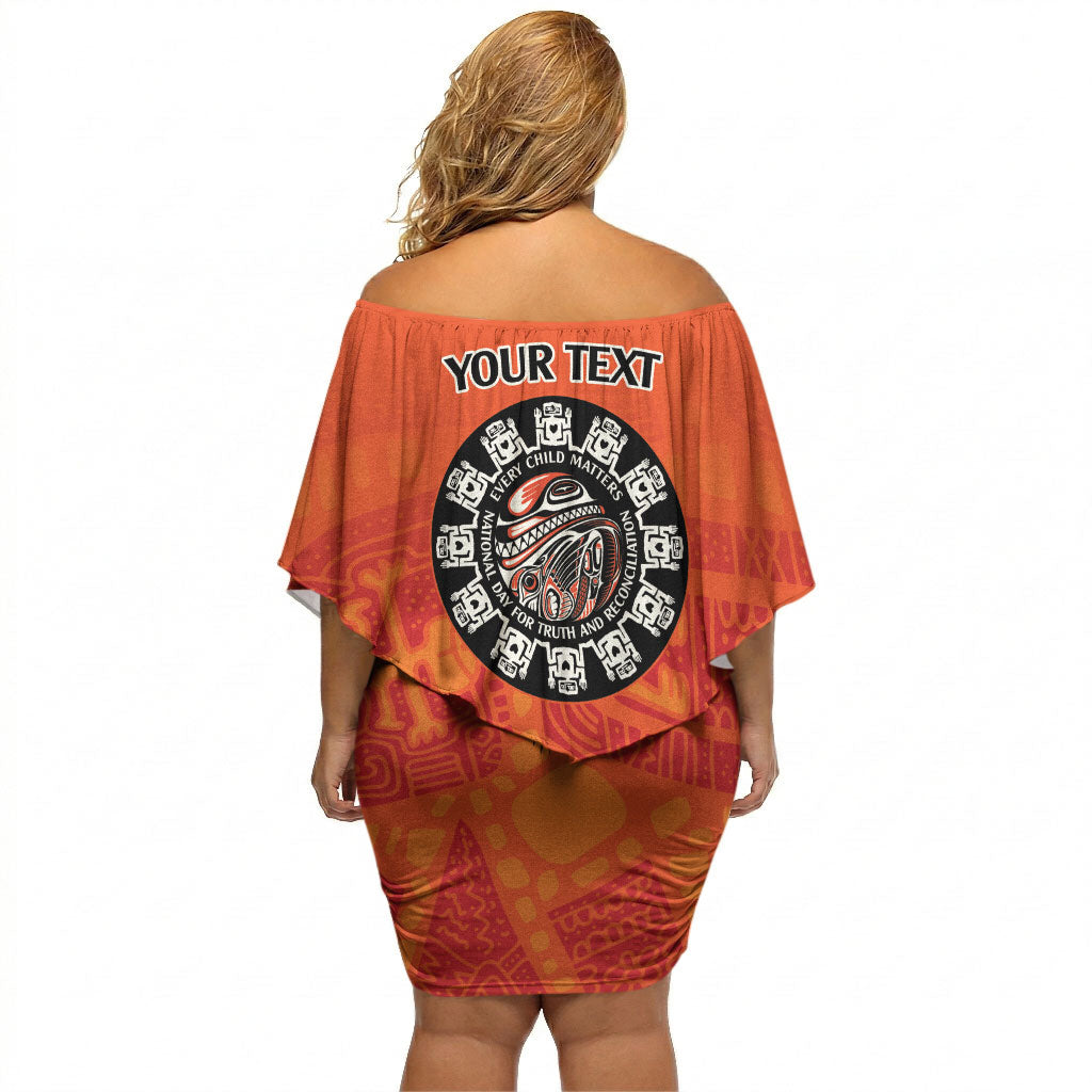 All Children Matters Support Personalized Off Shoulder Short Dress Haida Spirit Animals Indigenous Orange Day