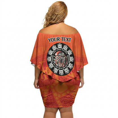 All Children Matters Support Personalized Off Shoulder Short Dress Haida Spirit Animals Indigenous Orange Day