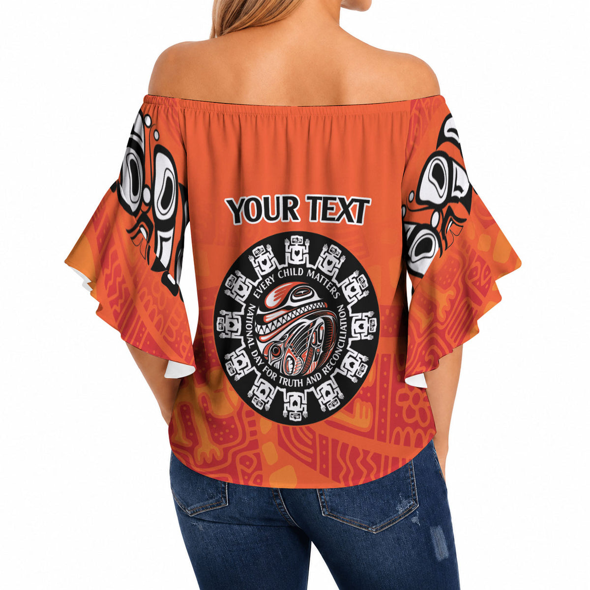 All Children Matters Support Personalized Off Shoulder Wrap Waist Top Haida Spirit Animals Indigenous Orange Day
