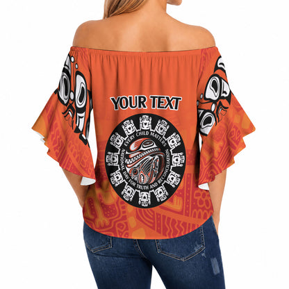 All Children Matters Support Personalized Off Shoulder Wrap Waist Top Haida Spirit Animals Indigenous Orange Day