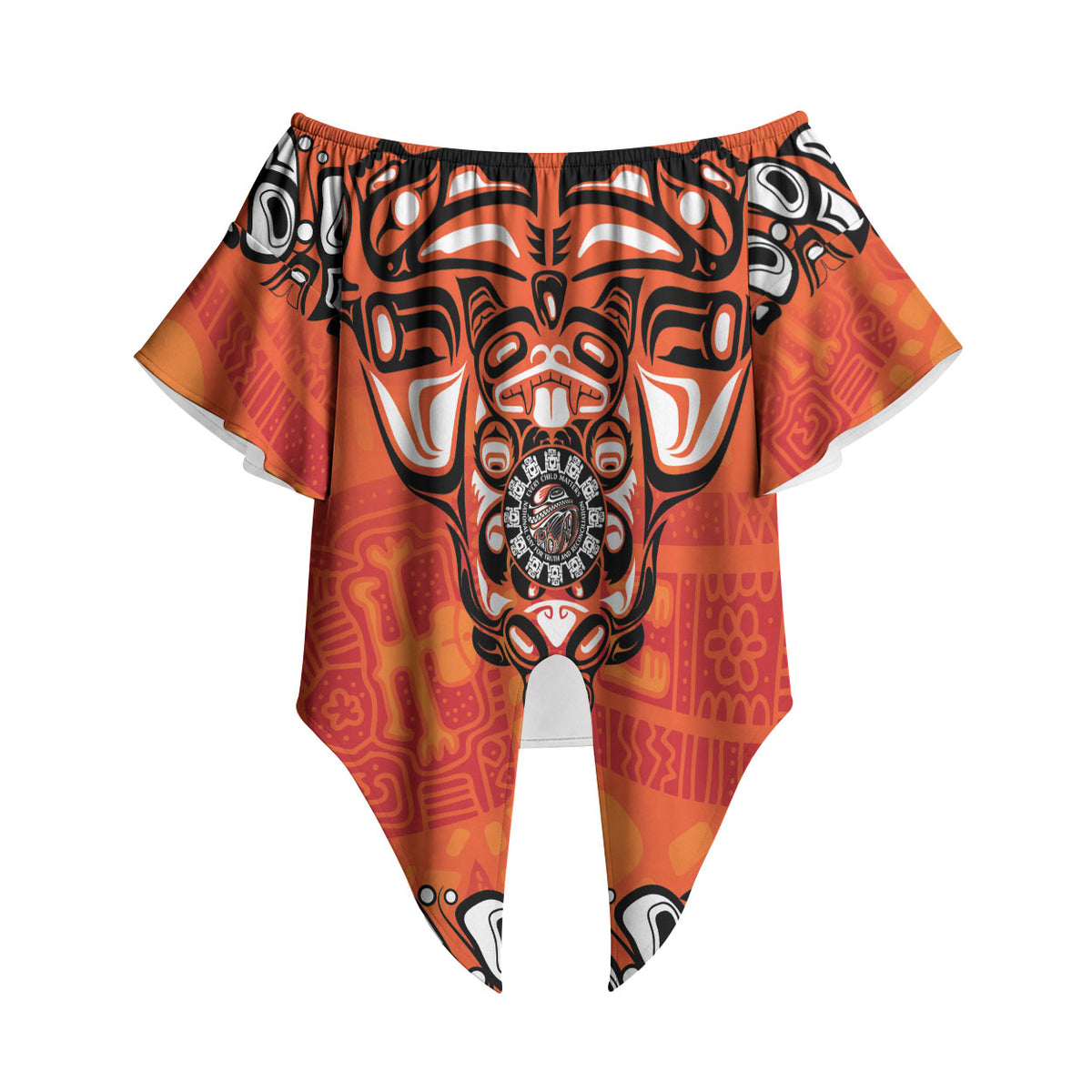 All Children Matters Support Personalized Off Shoulder Wrap Waist Top Haida Spirit Animals Indigenous Orange Day