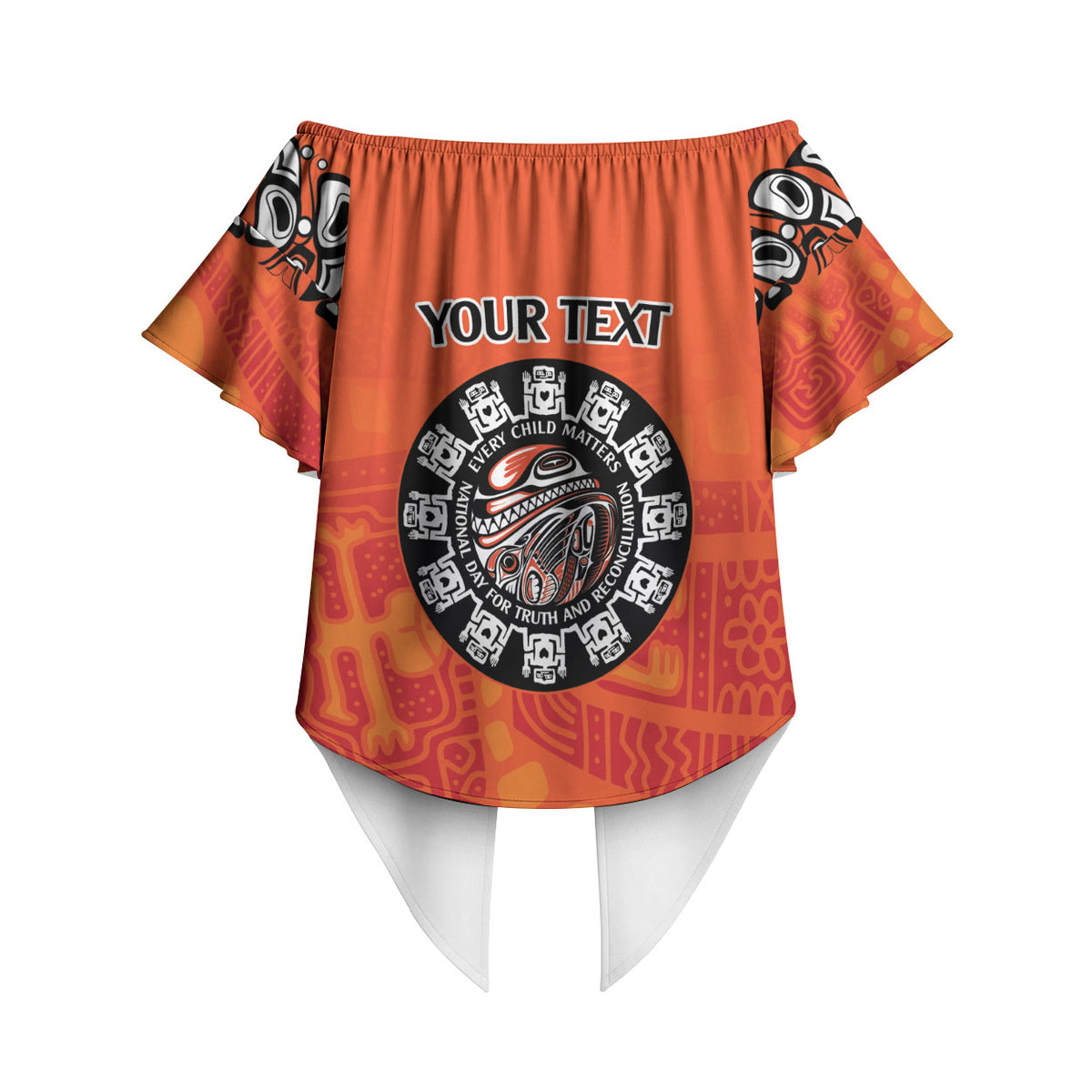 All Children Matters Support Personalized Off Shoulder Wrap Waist Top Haida Spirit Animals Indigenous Orange Day
