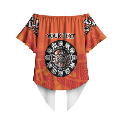 All Children Matters Support Personalized Off Shoulder Wrap Waist Top Haida Spirit Animals Indigenous Orange Day