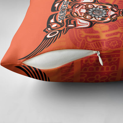 All Children Matters Support Personalized Pillow Cover Haida Spirit Animals Indigenous Orange Day