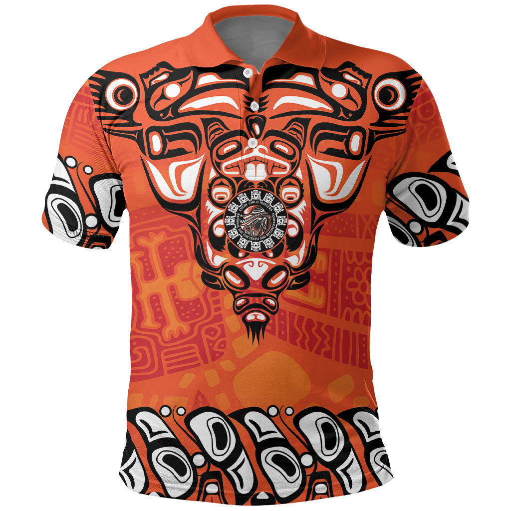 All Children Matters Support Personalized Polo Shirt Haida Spirit Animals Indigenous Orange Day