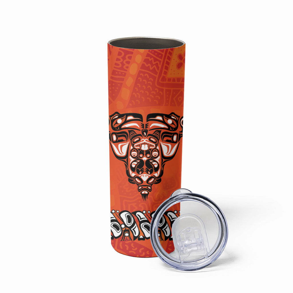 All Children Matters Support Personalized Skinny Tumbler Haida Spirit Animals Indigenous Orange Day