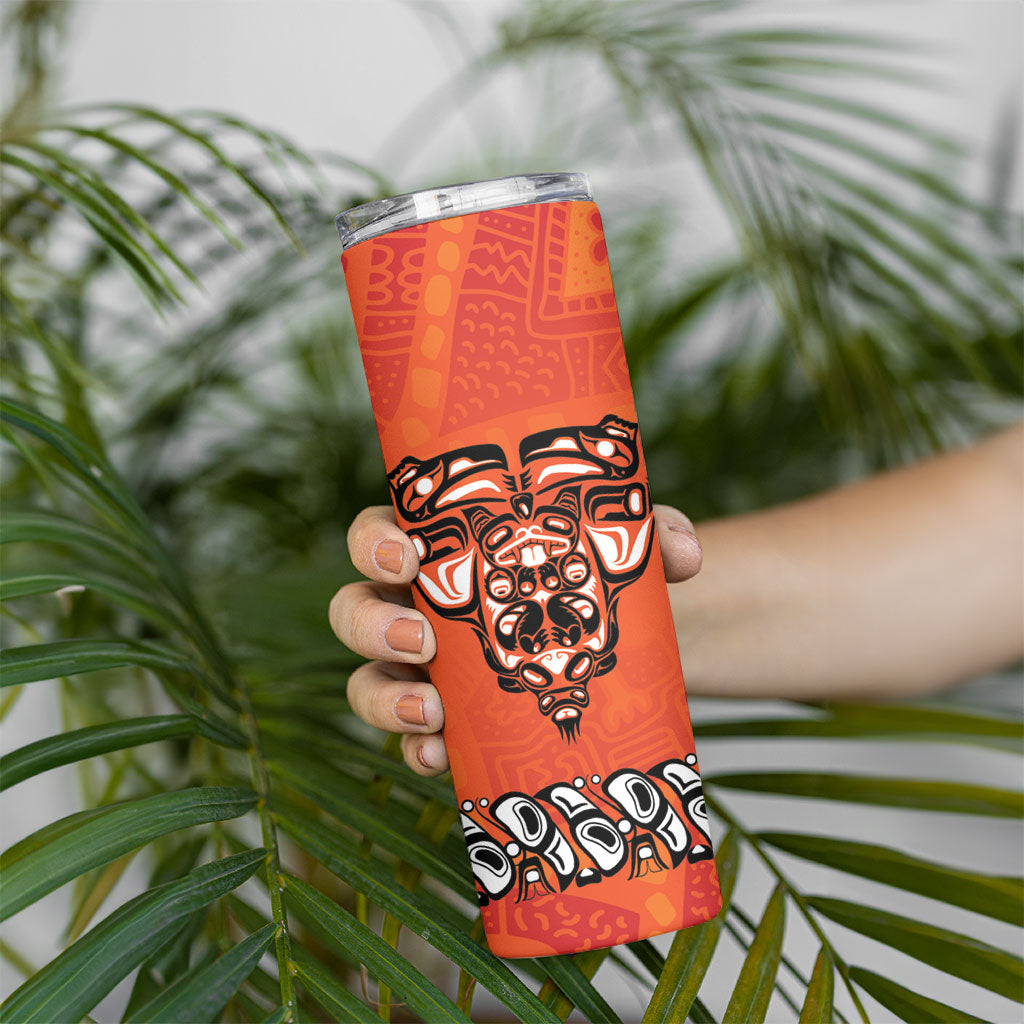 All Children Matters Support Personalized Skinny Tumbler Haida Spirit Animals Indigenous Orange Day