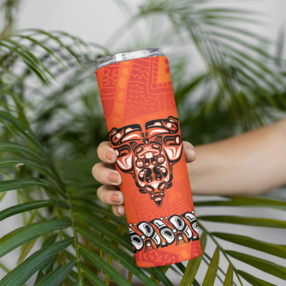 All Children Matters Support Personalized Skinny Tumbler Haida Spirit Animals Indigenous Orange Day