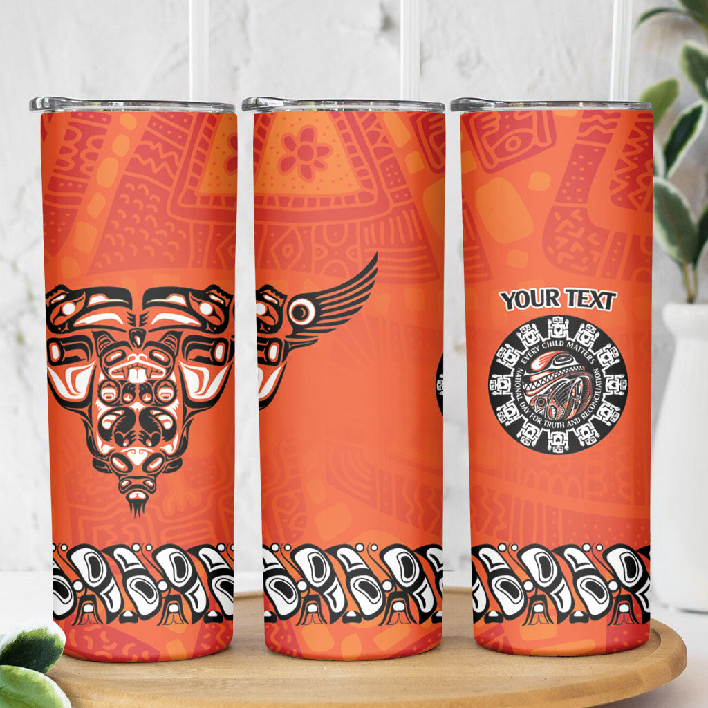 All Children Matters Support Personalized Skinny Tumbler Haida Spirit Animals Indigenous Orange Day