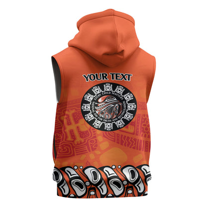 All Children Matters Support Personalized Sleeveless Hoodie Haida Spirit Animals Indigenous Orange Day