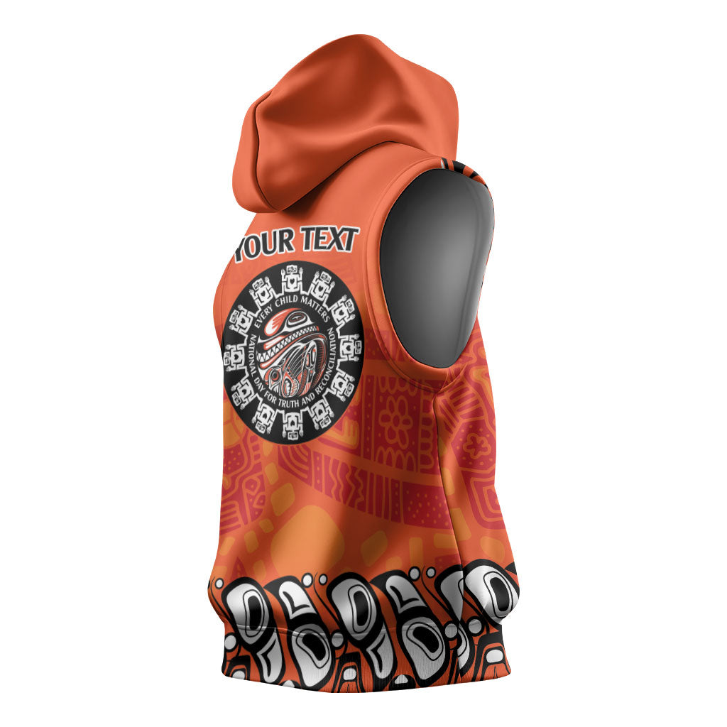 All Children Matters Support Personalized Sleeveless Hoodie Haida Spirit Animals Indigenous Orange Day