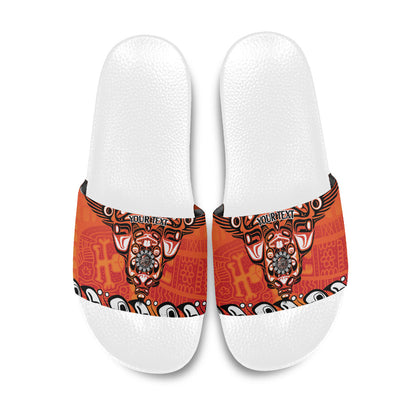All Children Matters Support Personalized Slide Sandals Haida Spirit Animals Indigenous Orange Day